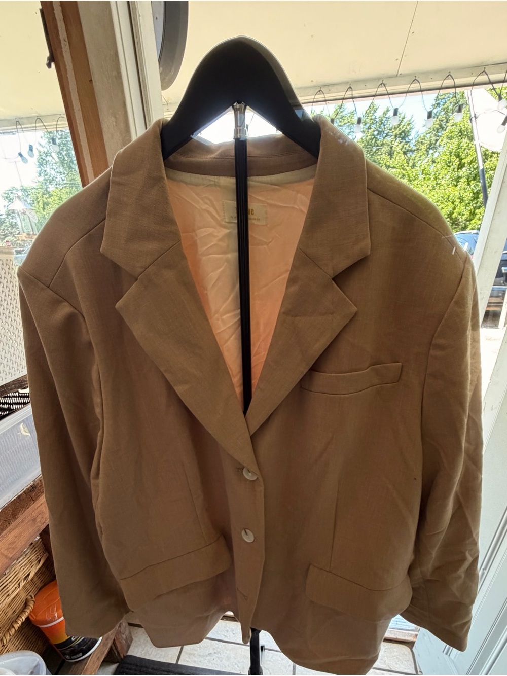 Anthropologie Tan Single-Breasted Tailored Blazer
